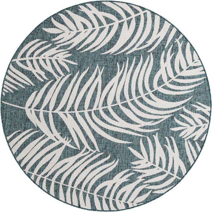 6' x 6' Easy-Clean Botanical Indoor / Outdoor Round Rug