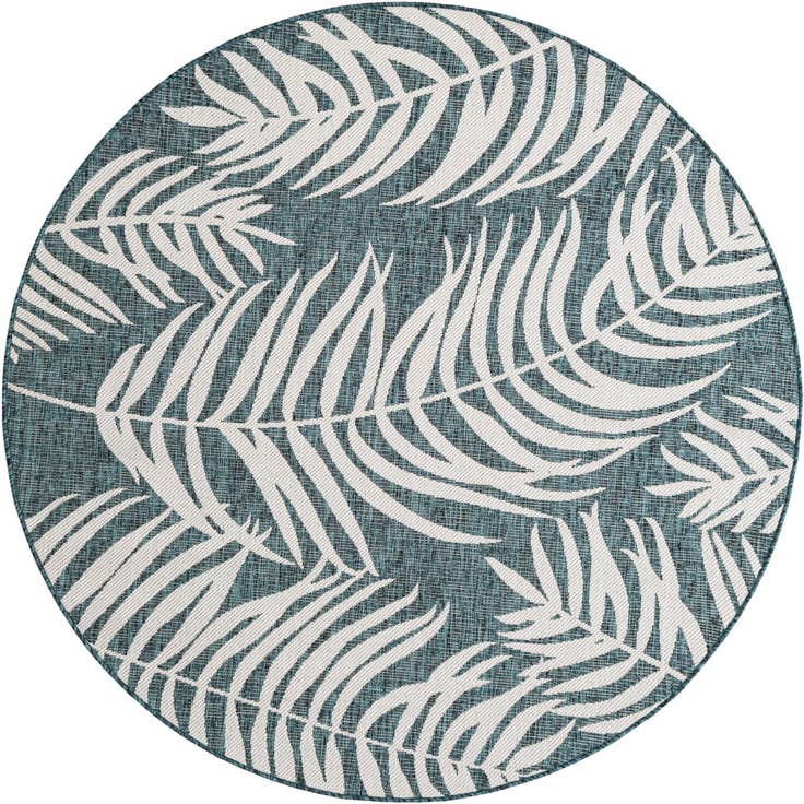 Detail image of 6' x 6' Easy-Clean Botanical Indoor / Outdoor Round Rug