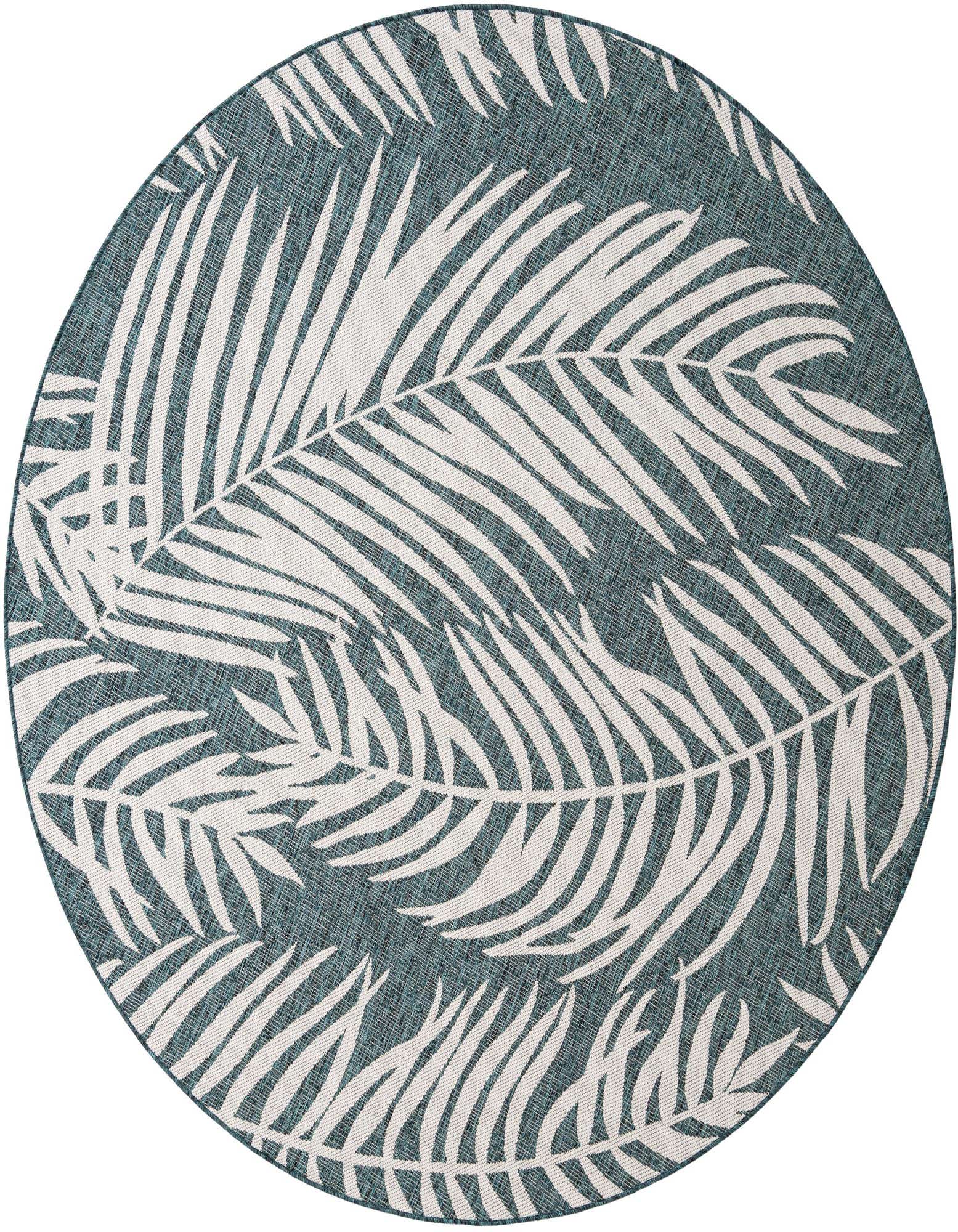 7' 10 x 7' 10 Easy-Clean Botanical Indoor / Outdoor Round Rug