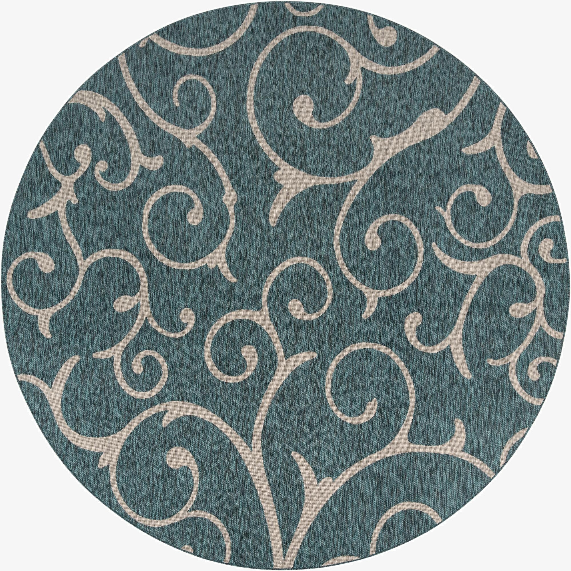 10' 8 x 10' 8  Washable Botanical Indoor / Outdoor Round Rug