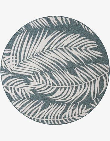 7' 10 x 7' 10 Easy-Clean Botanical Indoor / Outdoor Round Rug