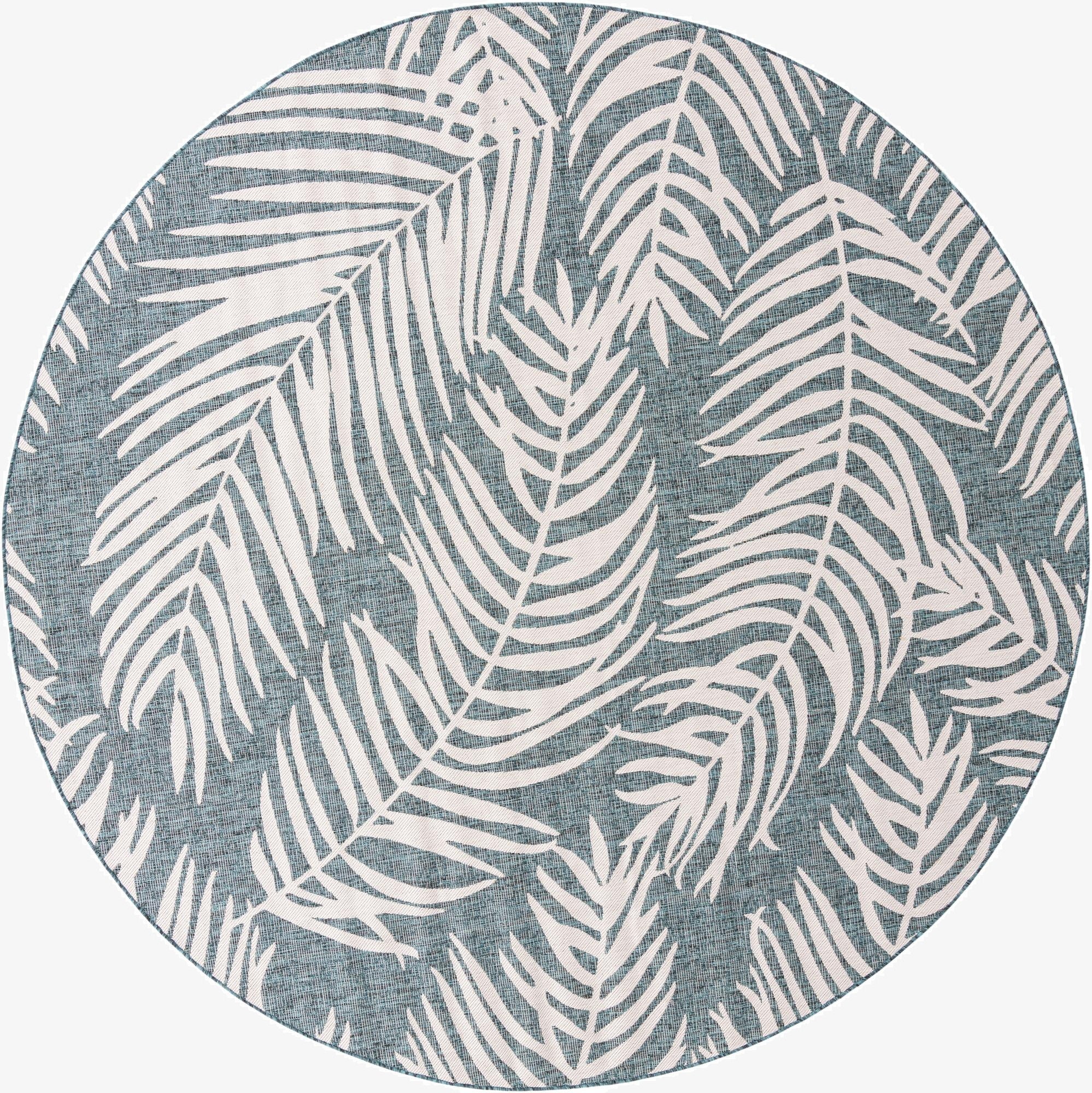 10' 8 x 10' 8  Washable Botanical Indoor / Outdoor Round Rug