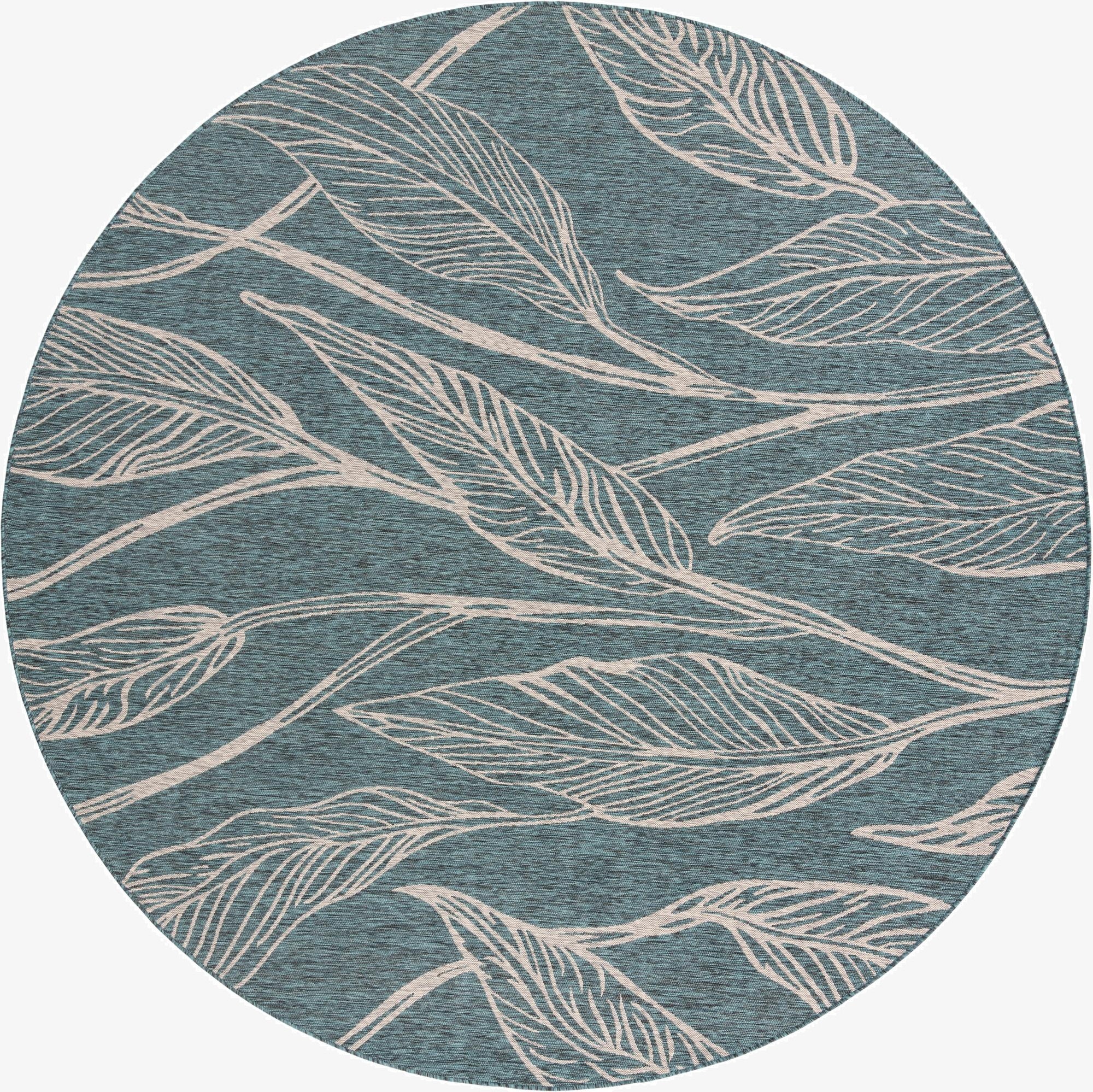 10' 8 x 10' 8  Washable Botanical Indoor / Outdoor Round Rug