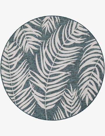 5' 3 x 5' 3 Easy-Clean Botanical Indoor / Outdoor Round Rug