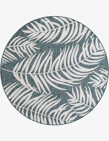 6' x 6' Easy-Clean Botanical Indoor / Outdoor Round Rug