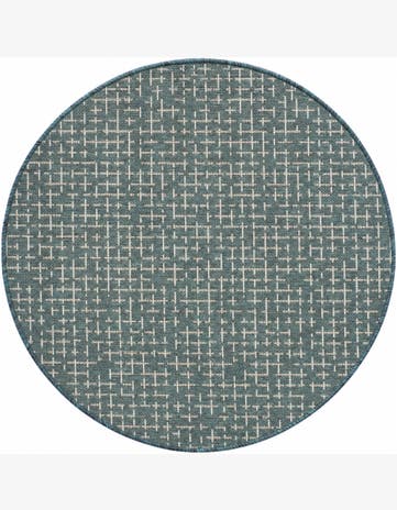 3' x 3' Easy-Clean Checkered Indoor / Outdoor Round Rug
