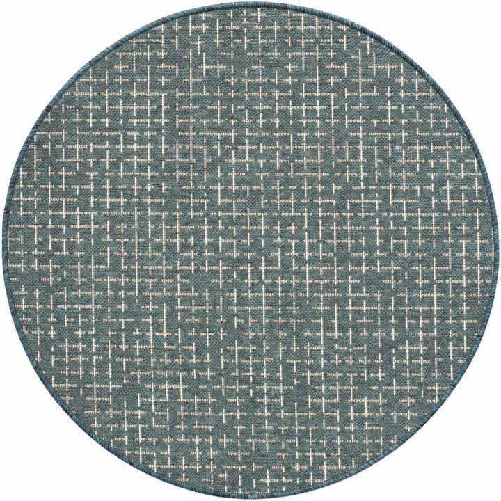 3' x 3' Easy-Clean Checkered Indoor / Outdoor Round Rug