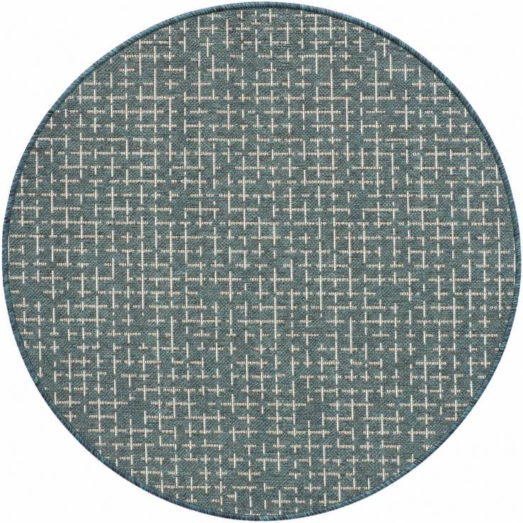 Detail image of 3' x 3' Easy-Clean Checkered Indoor / Outdoor Round Rug