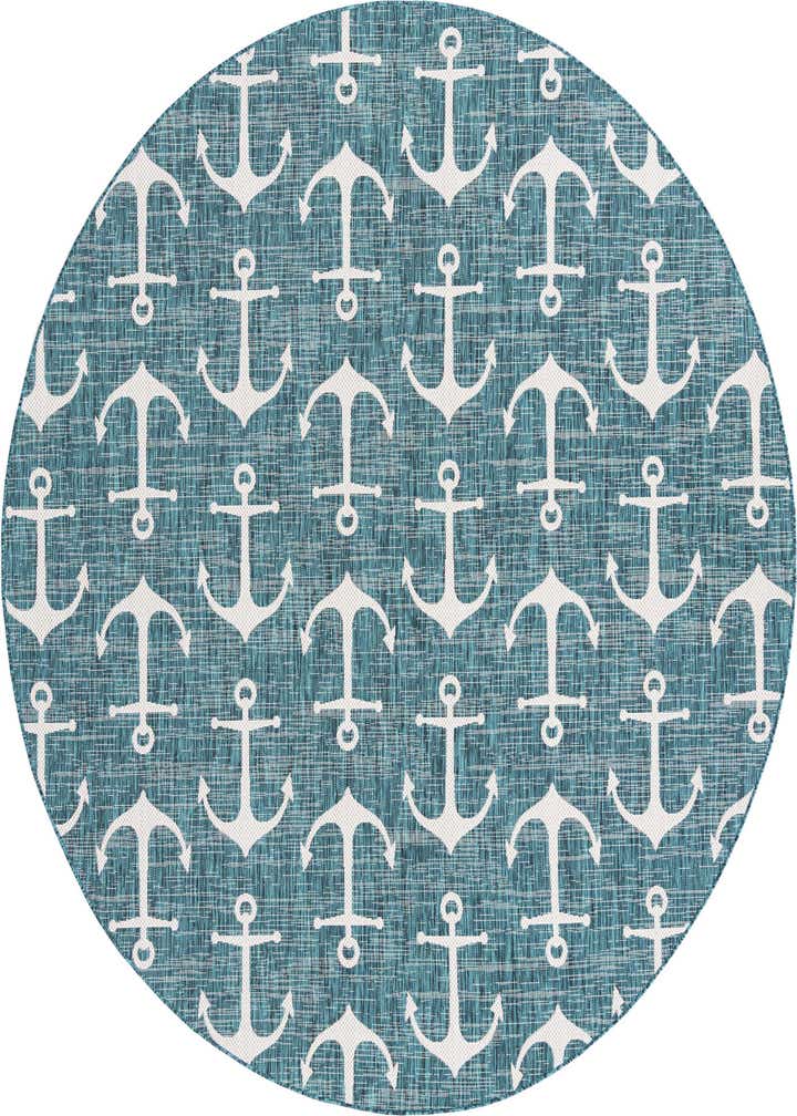 10' x 10' Easy-Clean Coastal Indoor / Outdoor Round Rug