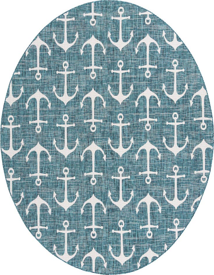 Detail image of 10' x 10' Easy-Clean Coastal Indoor / Outdoor Round Rug
