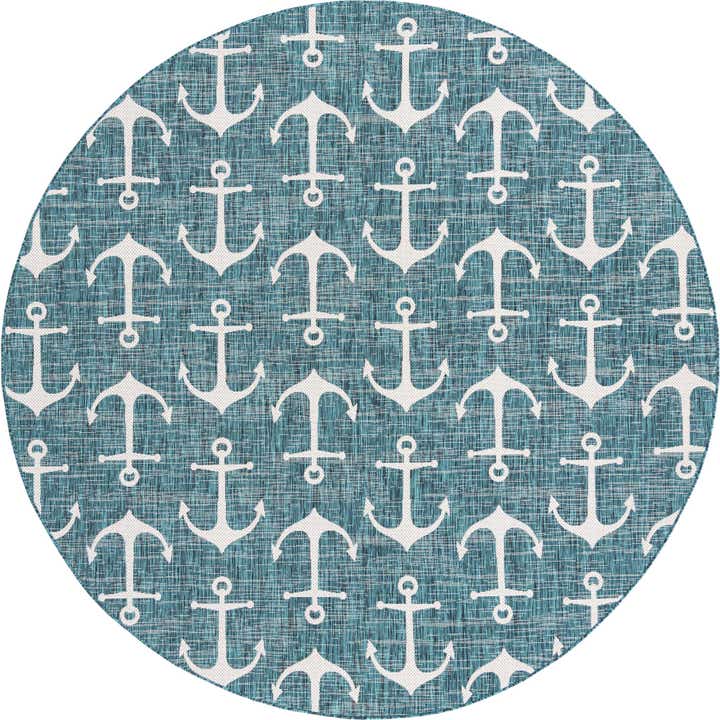 10' x 10' Easy-Clean Coastal Indoor / Outdoor Round Rug