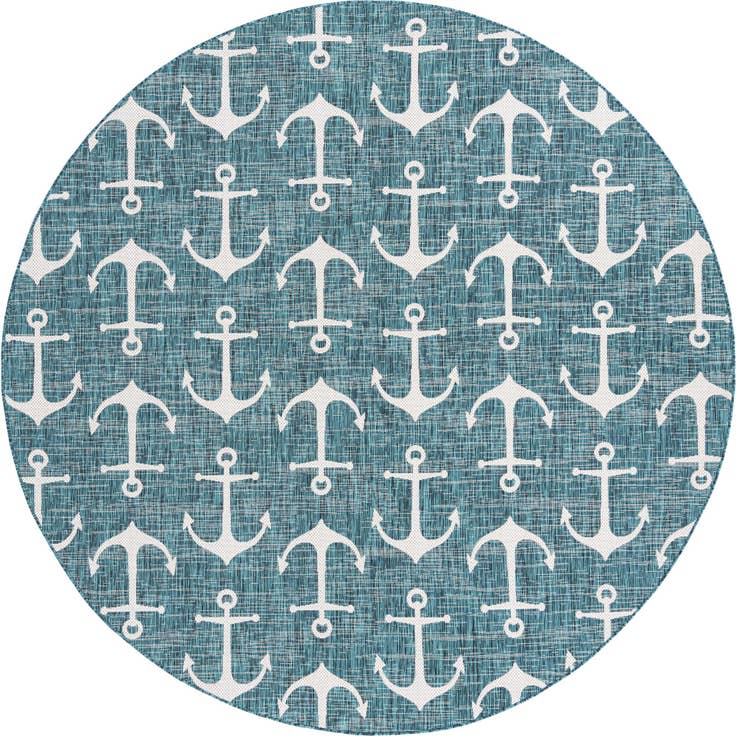 Detail image of 10' x 10' Easy-Clean Coastal Indoor / Outdoor Round Rug
