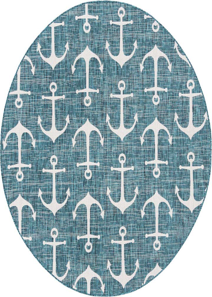 7' 10 x 7' 10 Easy-Clean Coastal Indoor / Outdoor Round Rug