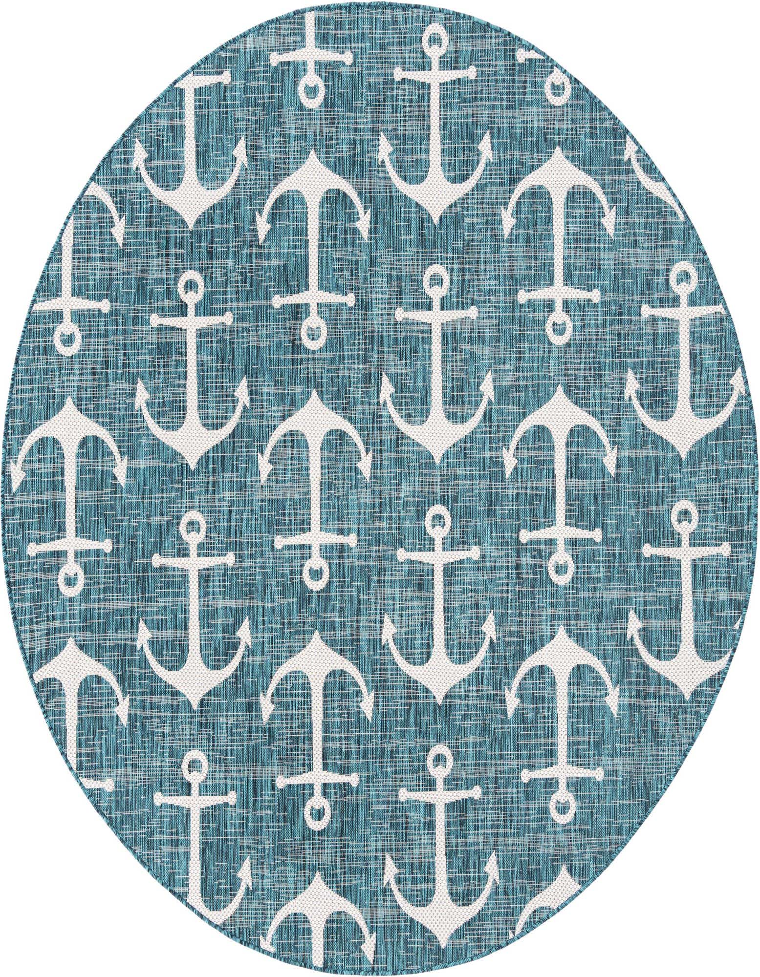 7' 10 x 7' 10 Easy-Clean Coastal Indoor / Outdoor Round Rug