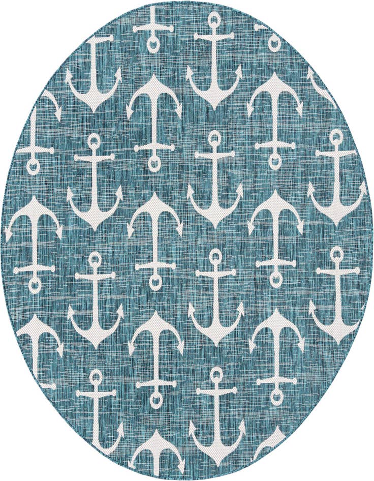 Detail image of 7' 10 x 7' 10 Easy-Clean Coastal Indoor / Outdoor Round Rug