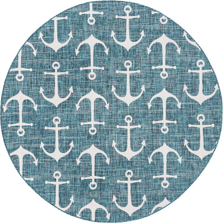 Detail image of 7' 10 x 7' 10 Easy-Clean Coastal Indoor / Outdoor Round Rug