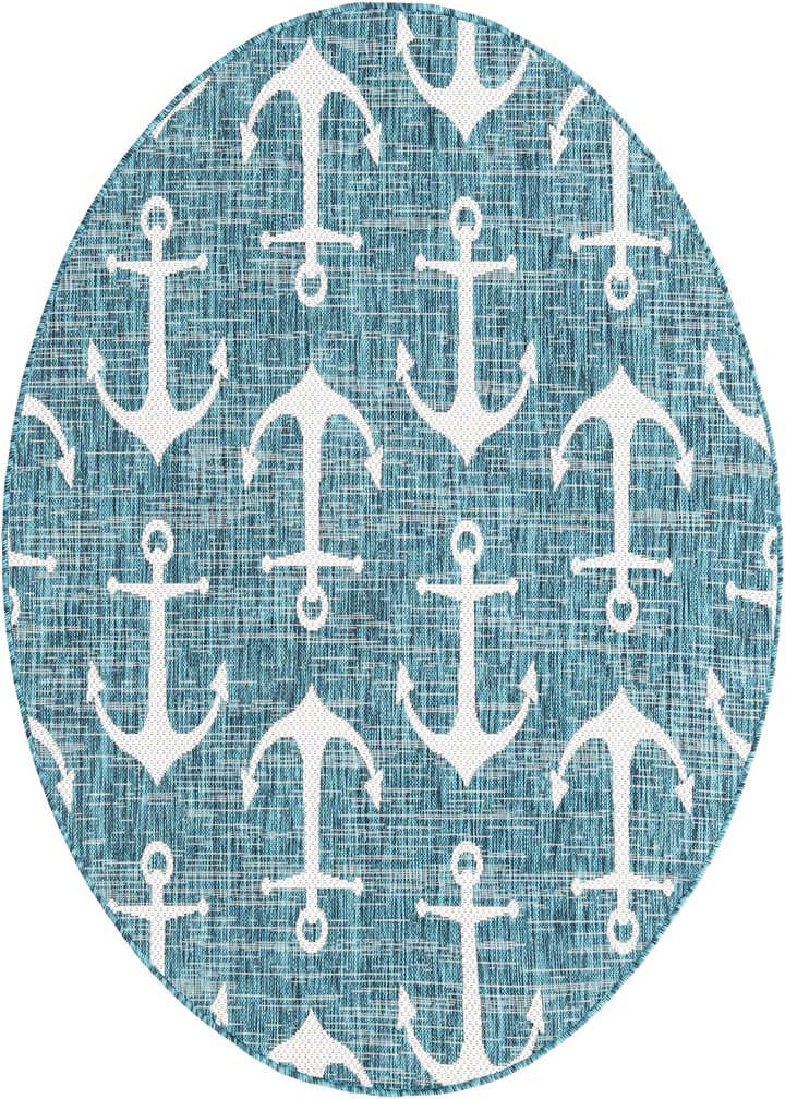5' 3 x 5' 3 Easy-Clean Coastal Indoor / Outdoor Round Rug