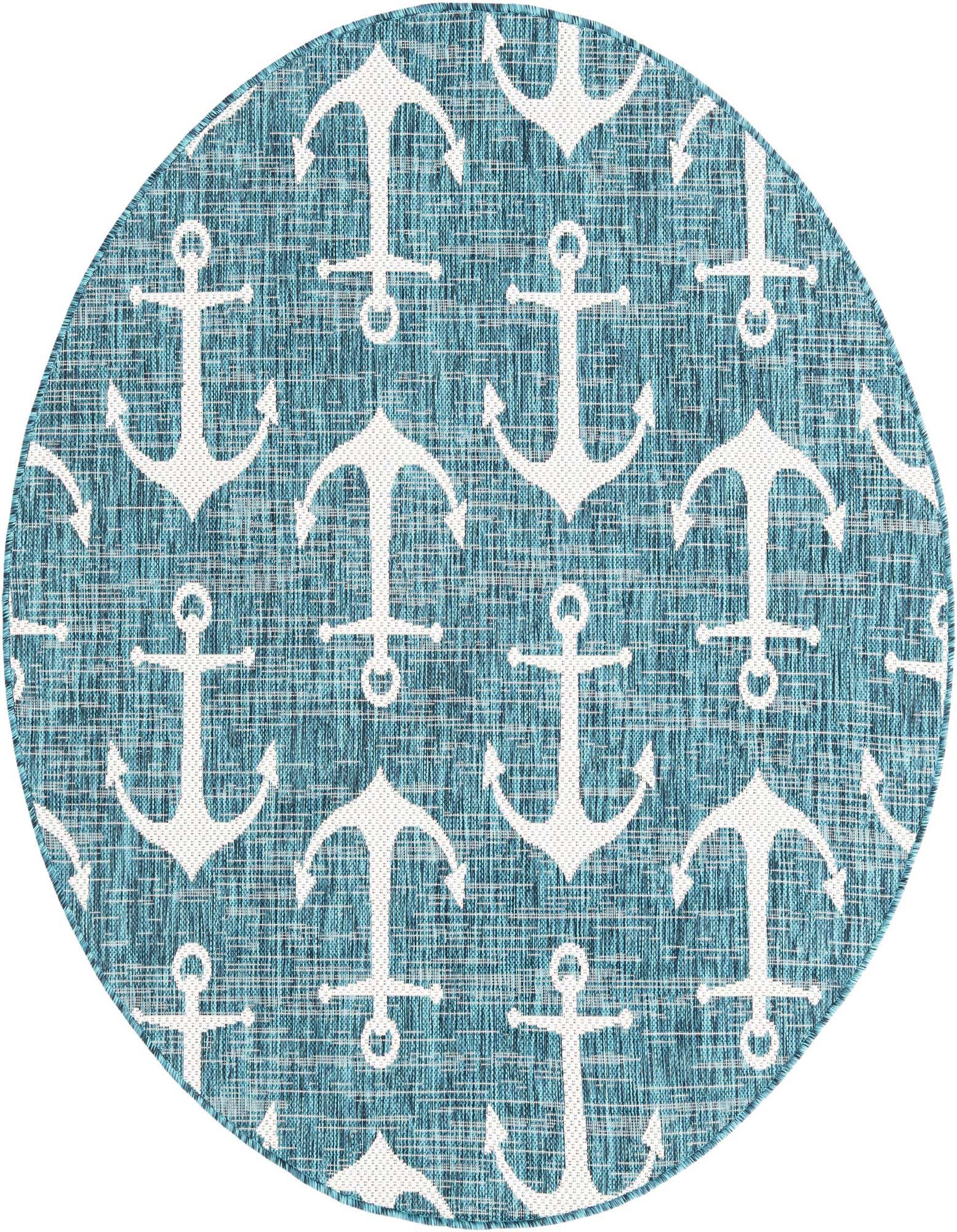 5' 3 x 5' 3 Easy-Clean Coastal Indoor / Outdoor Round Rug