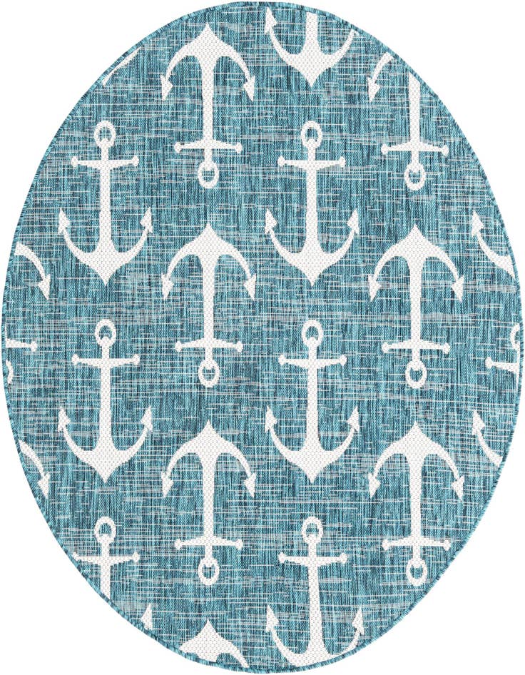 Detail image of 5' 3 x 5' 3 Easy-Clean Coastal Indoor / Outdoor Round Rug