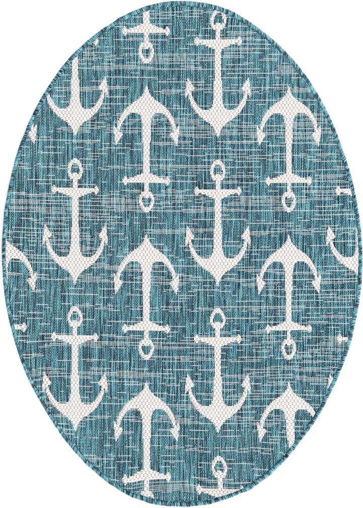 4' x 4' Easy-Clean Coastal Indoor / Outdoor Round Rug
