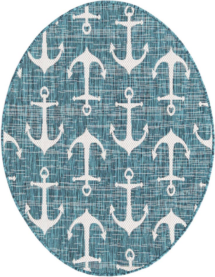 Detail image of 4' x 4' Easy-Clean Coastal Indoor / Outdoor Round Rug