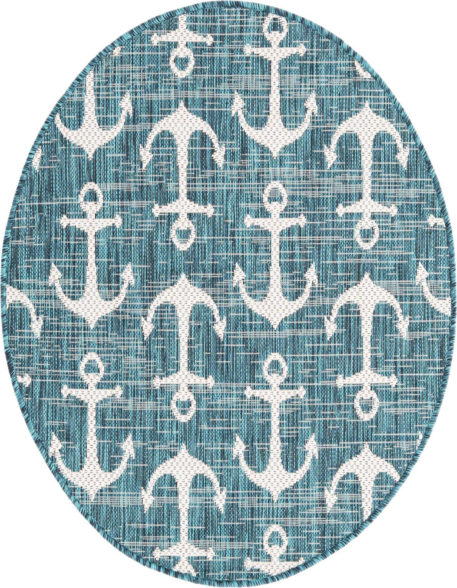 3' x 3' Easy-Clean Coastal Indoor / Outdoor Round Rug