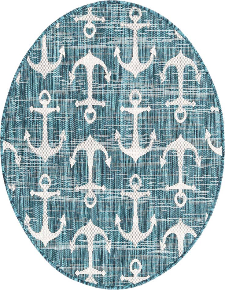 Detail image of 3' x 3' Easy-Clean Coastal Indoor / Outdoor Round Rug
