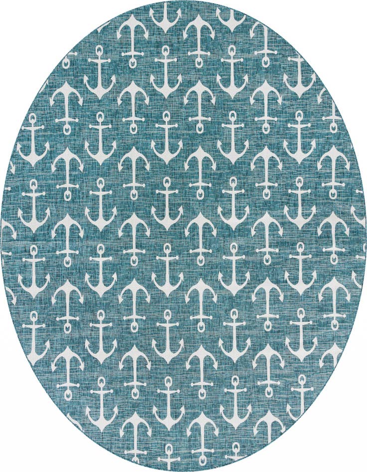 Detail image of 13' x 13' Easy-Clean Coastal Indoor / Outdoor Round Rug