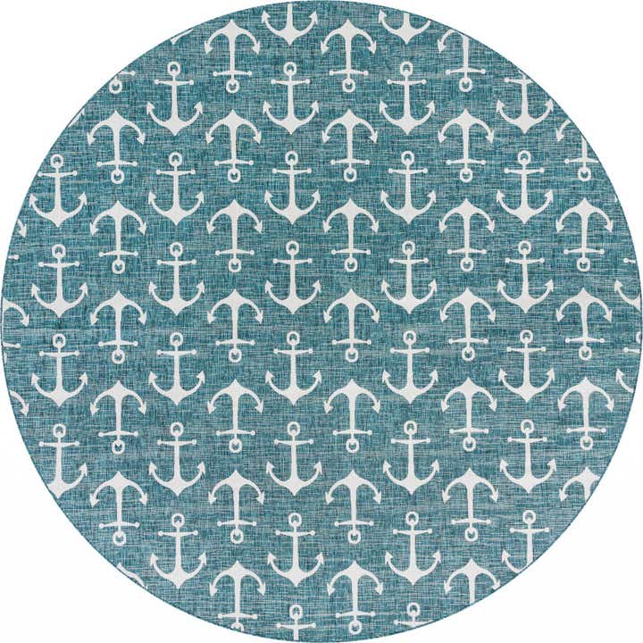 13' x 13' Easy-Clean Coastal Indoor / Outdoor Round Rug