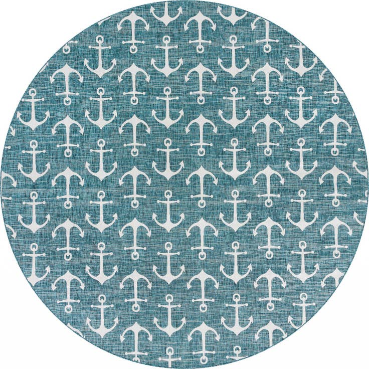 Detail image of 13' x 13' Easy-Clean Coastal Indoor / Outdoor Round Rug
