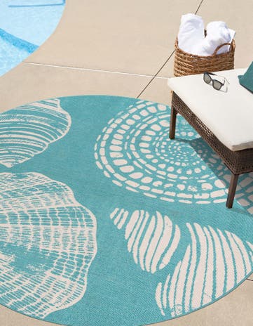 4' x 4' Easy-Clean Coastal Indoor / Outdoor Round Rug