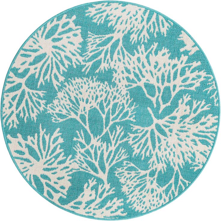 Detail image of 4' x 4' Easy-Clean Coastal Indoor / Outdoor Round Rug