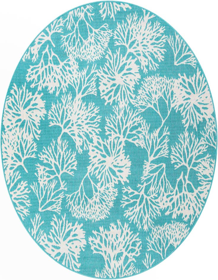Detail image of 7' x 7' Easy-Clean Coastal Indoor / Outdoor Round Rug