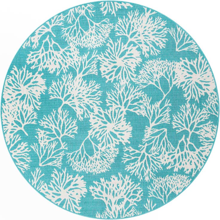 Detail image of 7' x 7' Easy-Clean Coastal Indoor / Outdoor Round Rug
