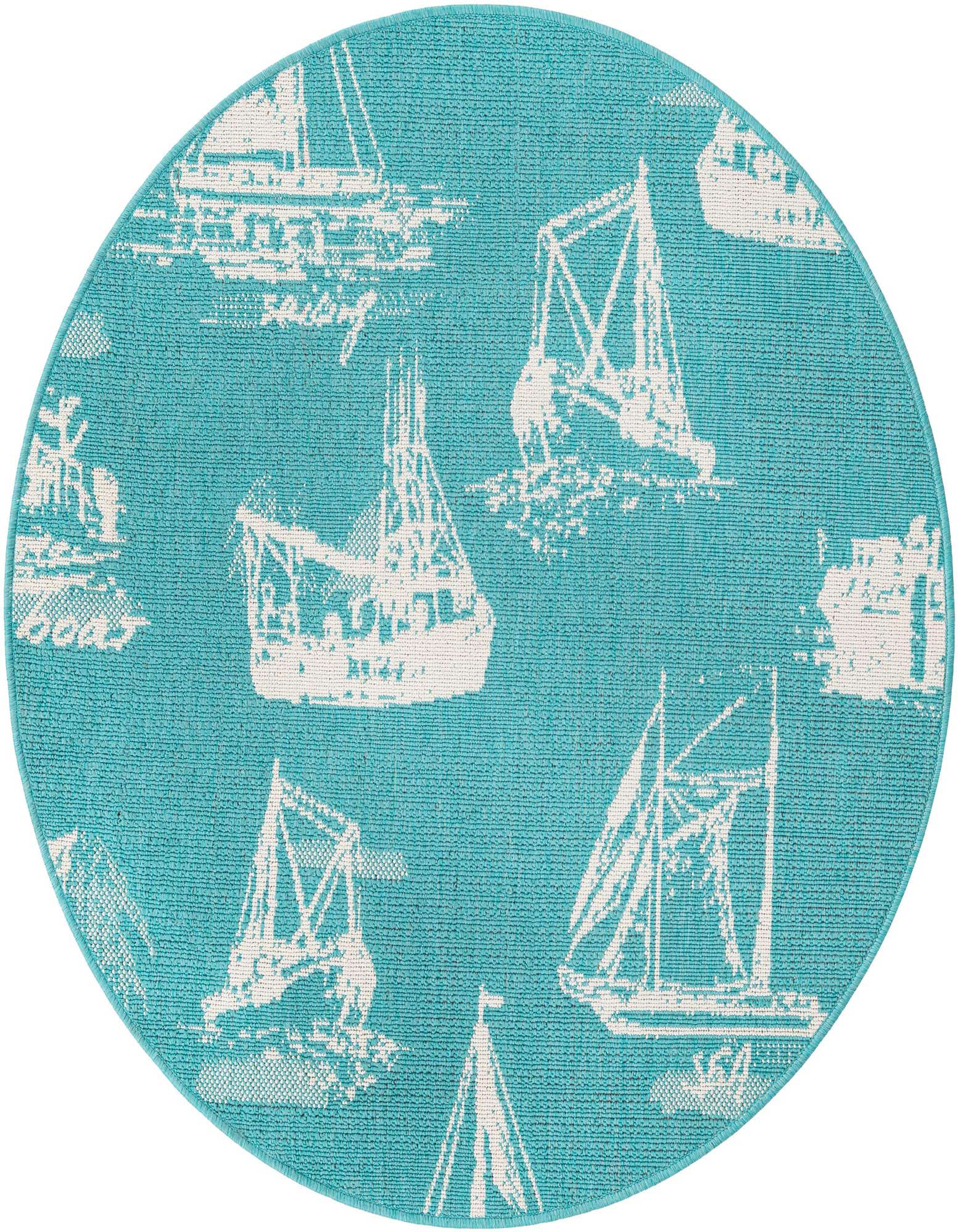 4' x 4' Easy-Clean Coastal Indoor / Outdoor Round Rug