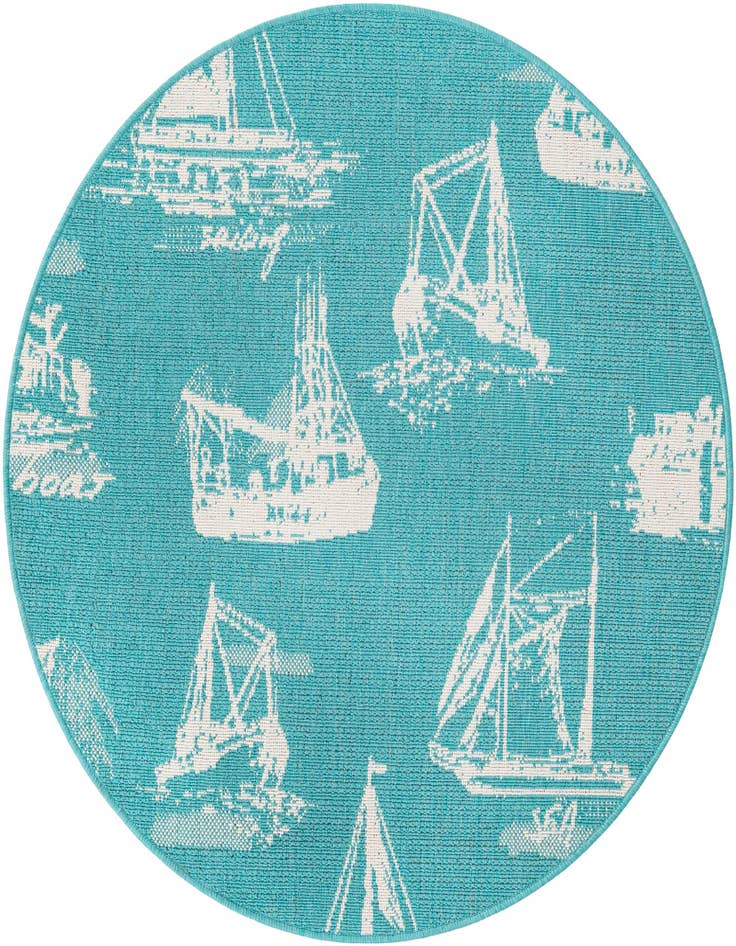 Detail image of 4' x 4' Easy-Clean Coastal Indoor / Outdoor Round Rug