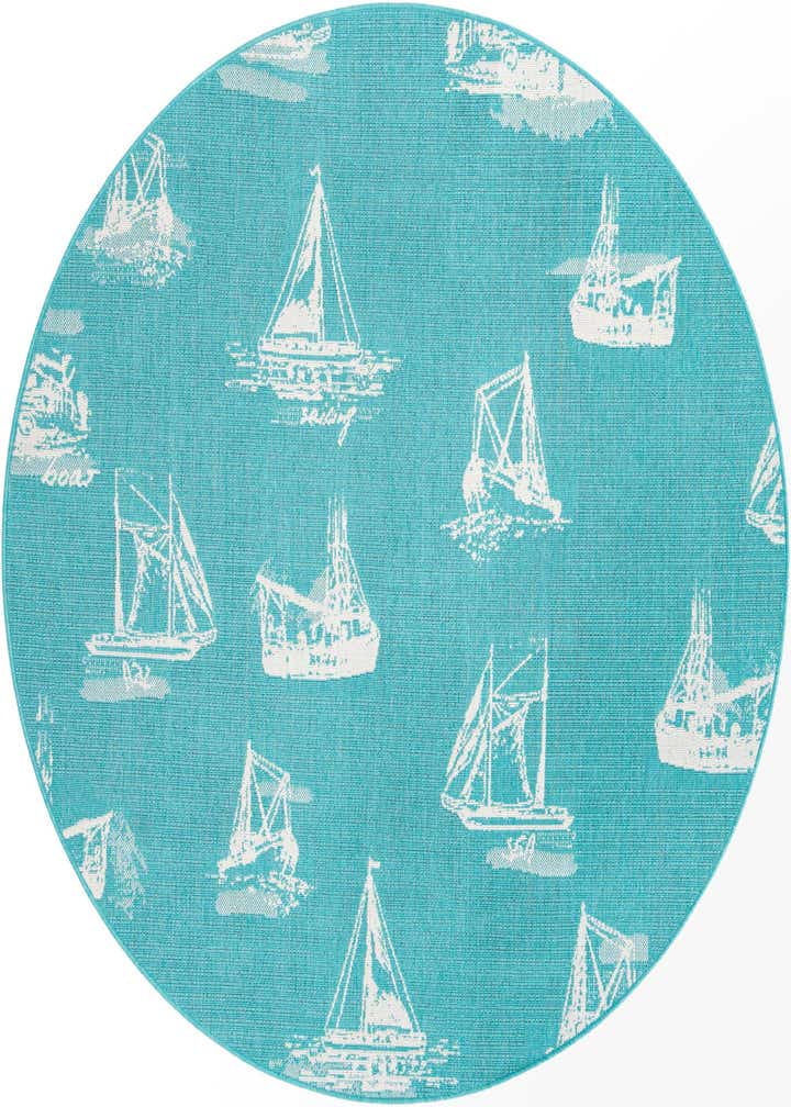 7' x 7' Easy-Clean Coastal Indoor / Outdoor Round Rug