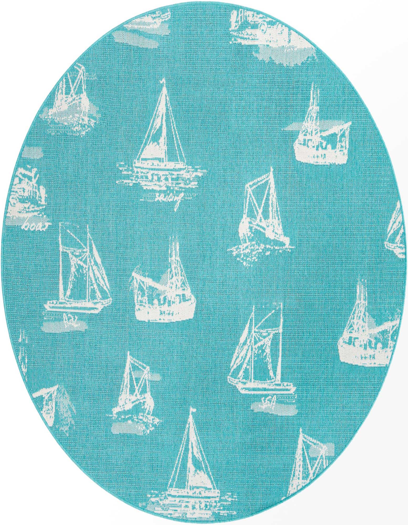 7' x 7' Easy-Clean Coastal Indoor / Outdoor Round Rug