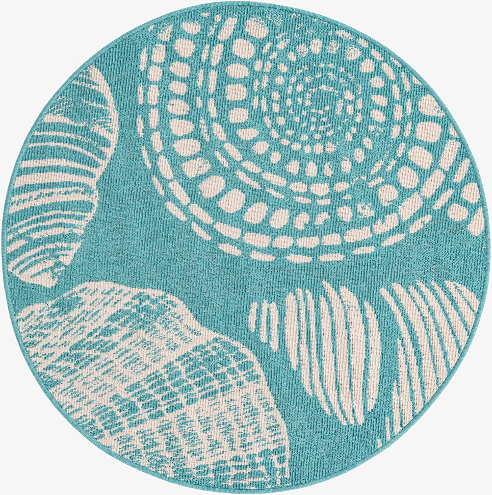 4' x 4'  Washable Coastal Indoor / Outdoor Round Rug