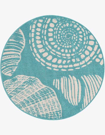 4' x 4' Easy-Clean Coastal Indoor / Outdoor Round Rug
