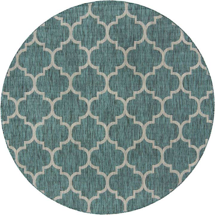 7' 10 x 7' 10 Easy-Clean Lattice Indoor / Outdoor Round Rug
