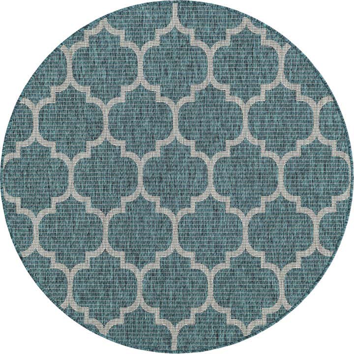 5' 3 x 5' 3 Easy-Clean Lattice Indoor / Outdoor Round Rug