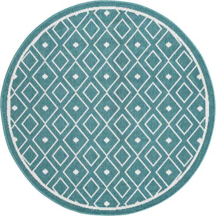 4' x 4' Easy-Clean Lattice Indoor / Outdoor Round Rug