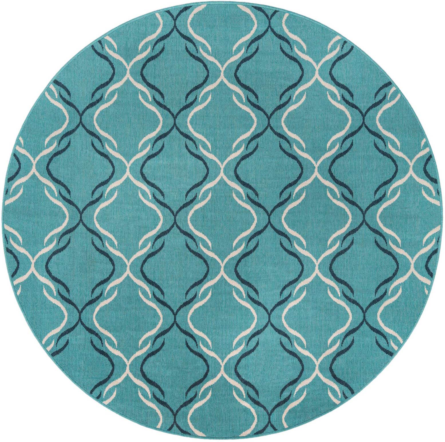 7' x 7' Easy-Clean Lattice Indoor / Outdoor Round Rug