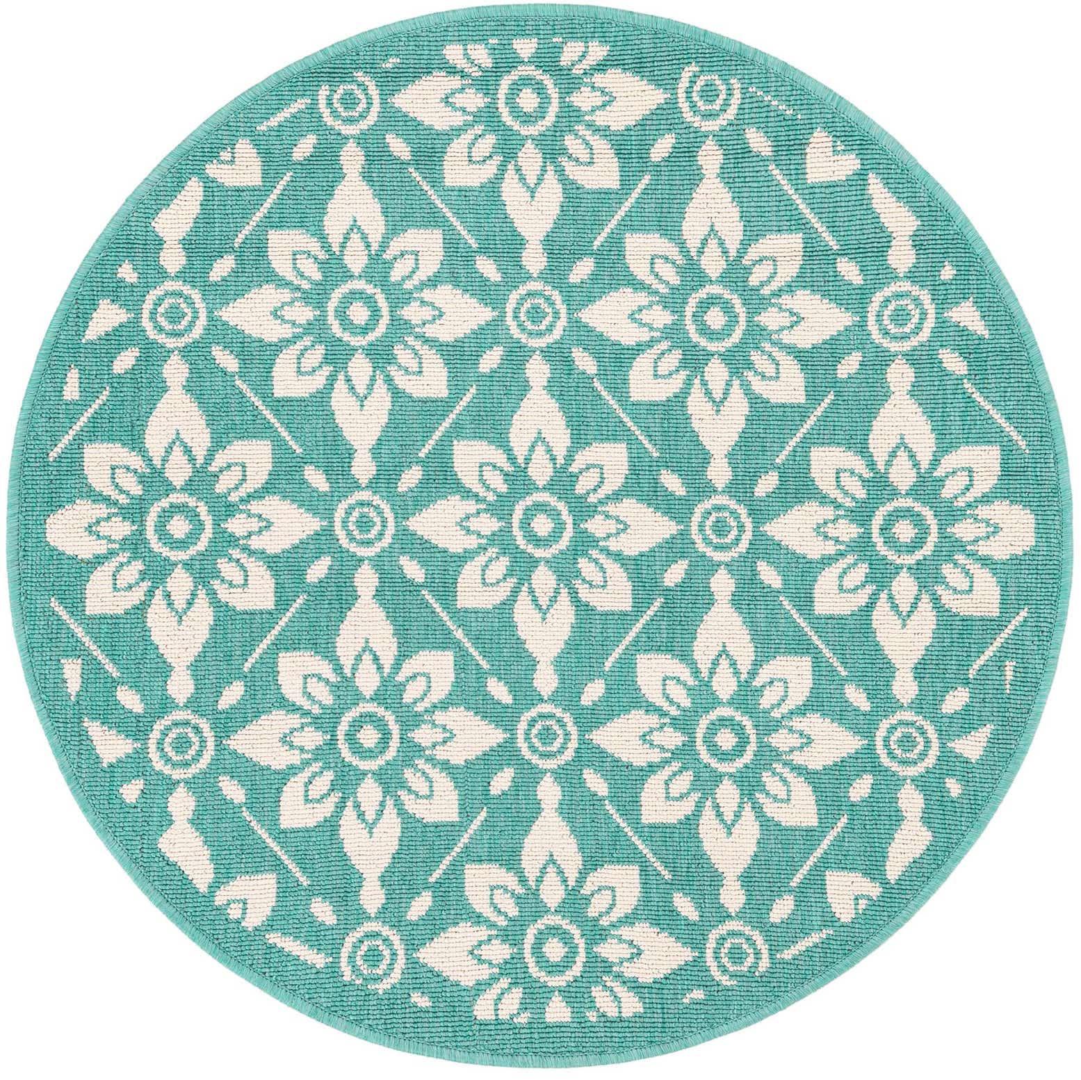 3' x 3' Easy-Clean Lattice Indoor / Outdoor Round Rug