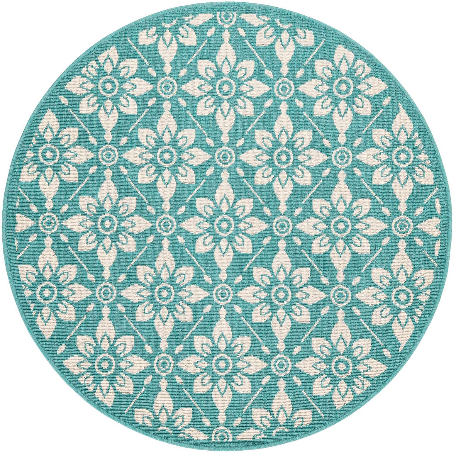 4' x 4' Easy-Clean Lattice Indoor / Outdoor Round Rug