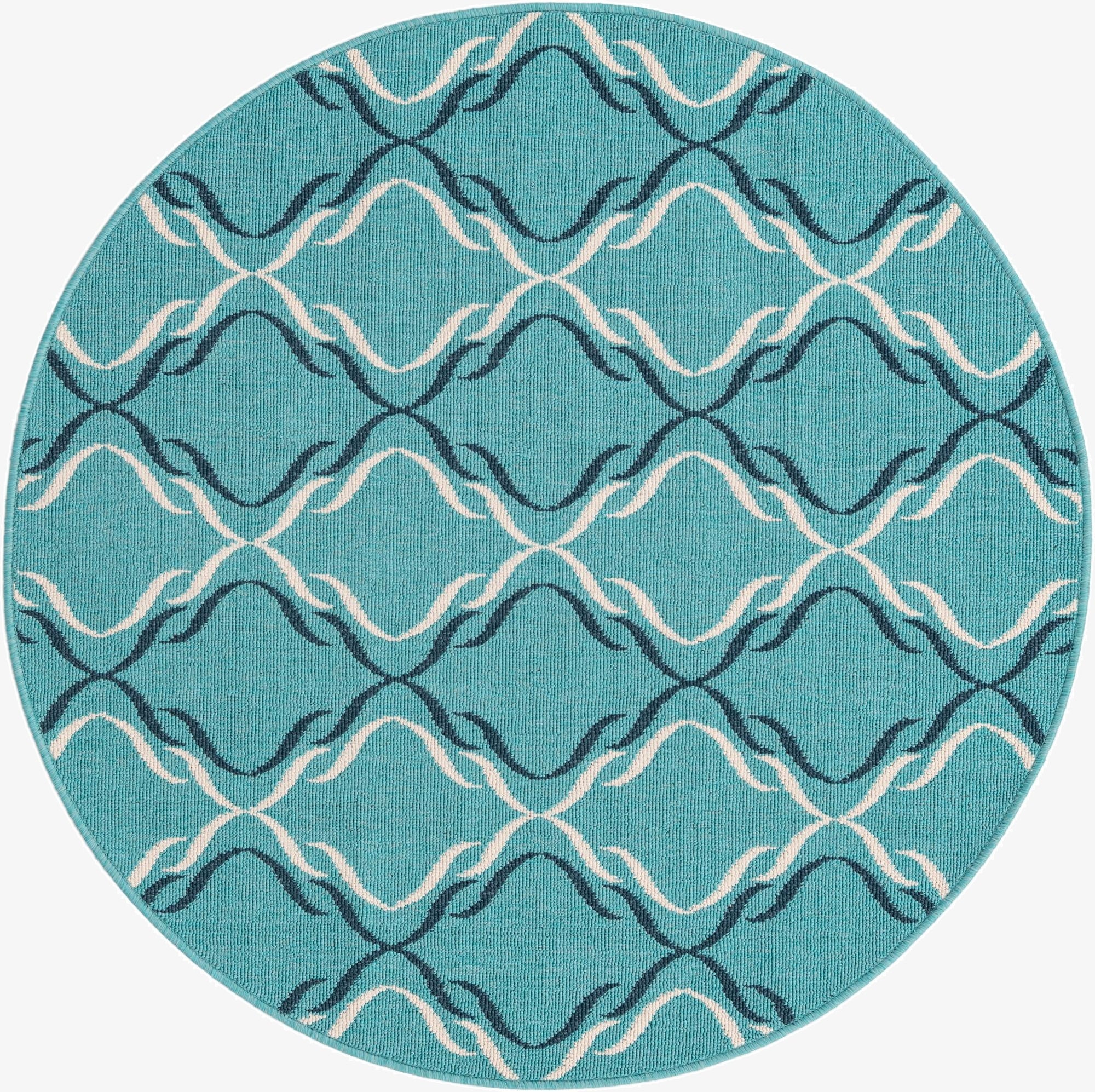 4' x 4' Washable Lattice Indoor / Outdoor Round Rug