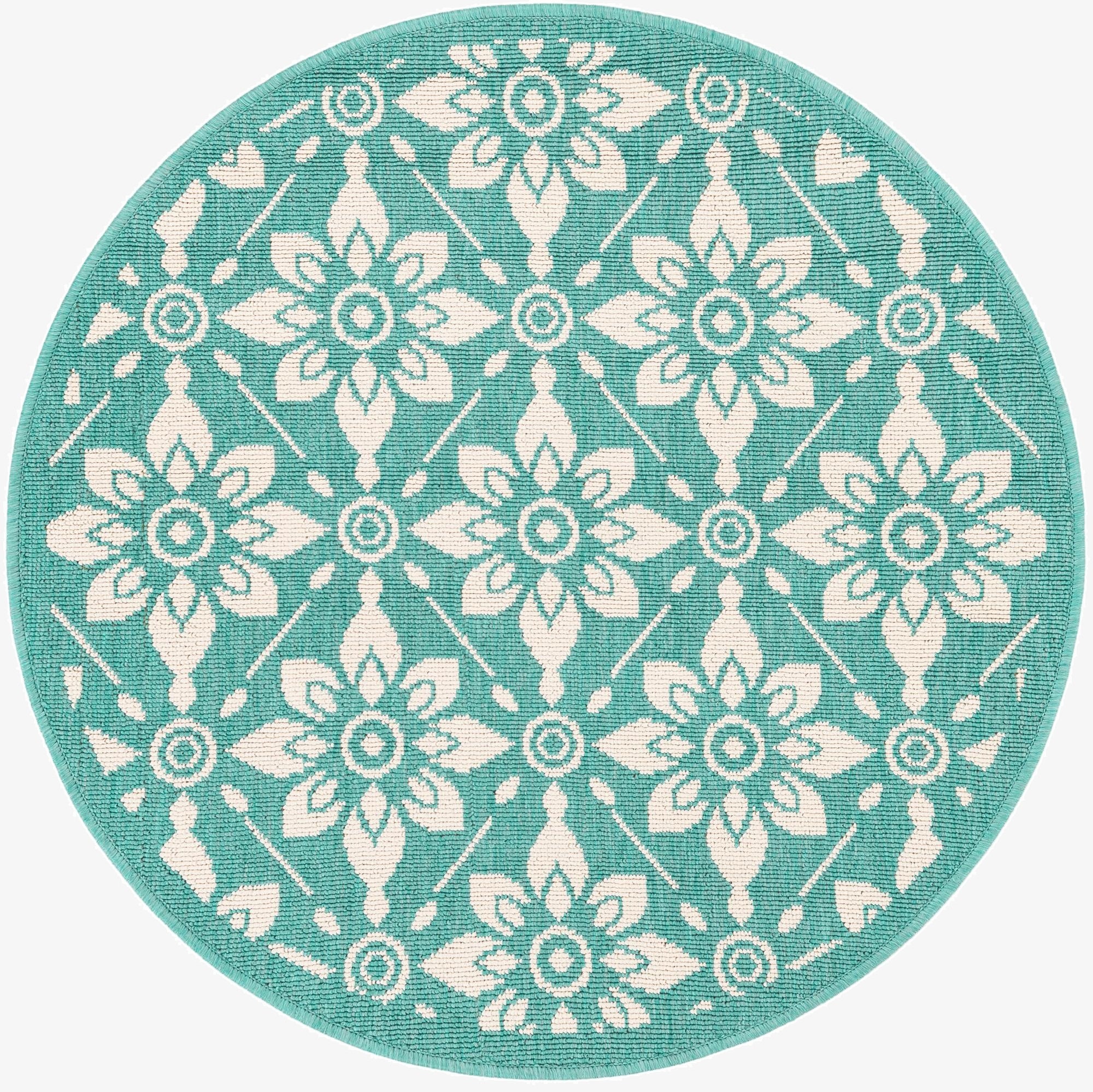 3' x 3' Washable Lattice Indoor / Outdoor Round Rug