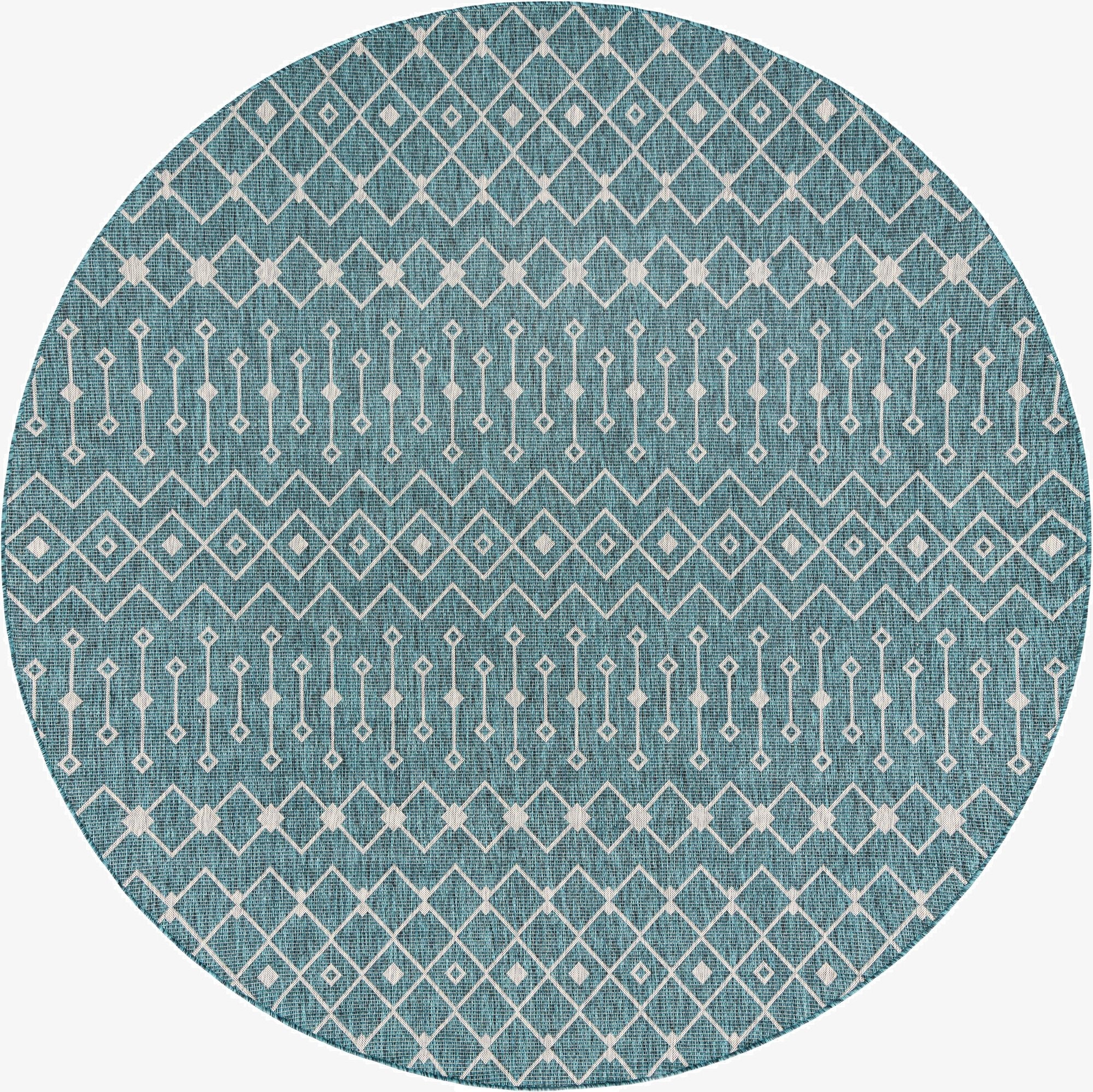 10' 8 x 10' 8 Washable Lattice Indoor / Outdoor Round Rug
