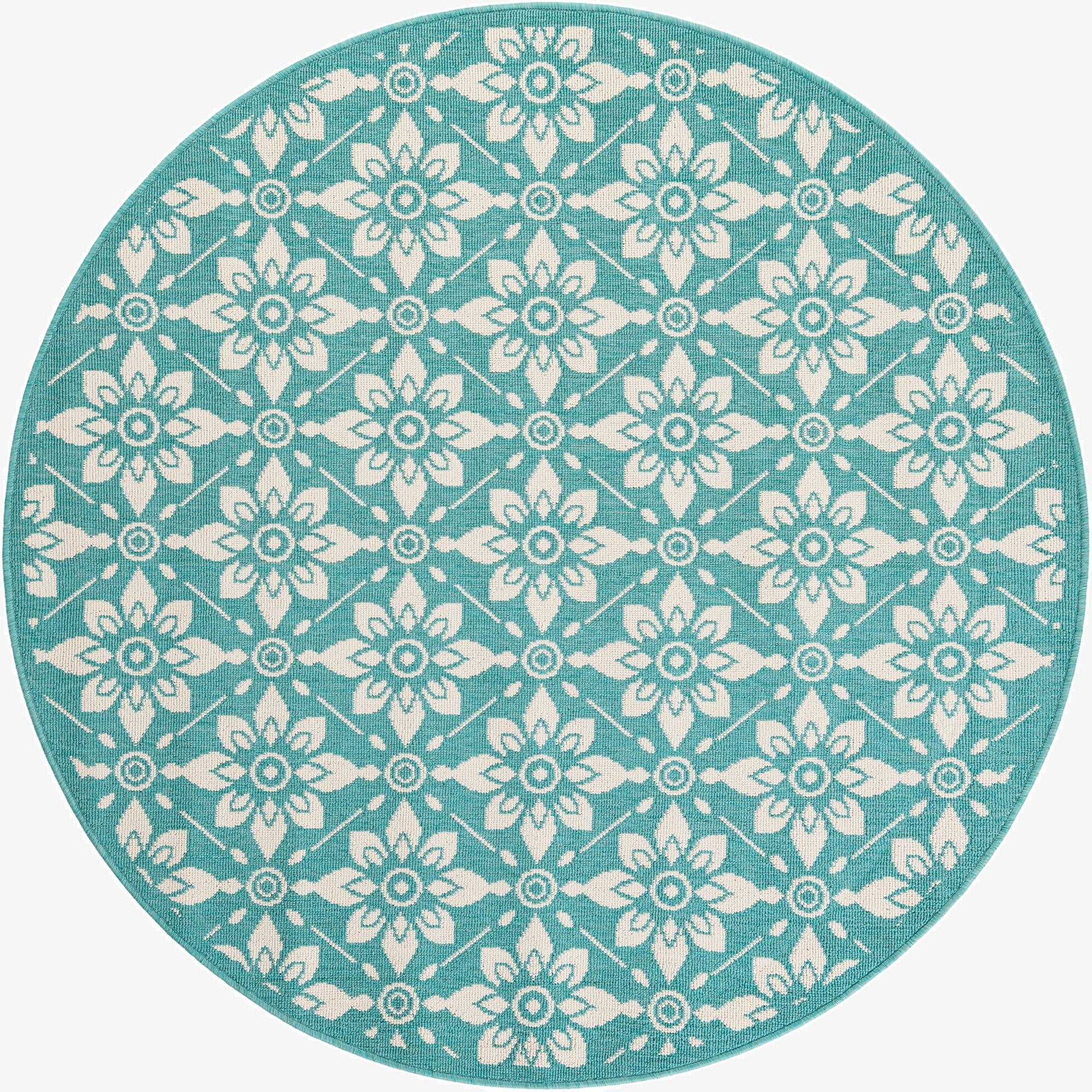5' x 5' Washable Lattice Indoor / Outdoor Round Rug